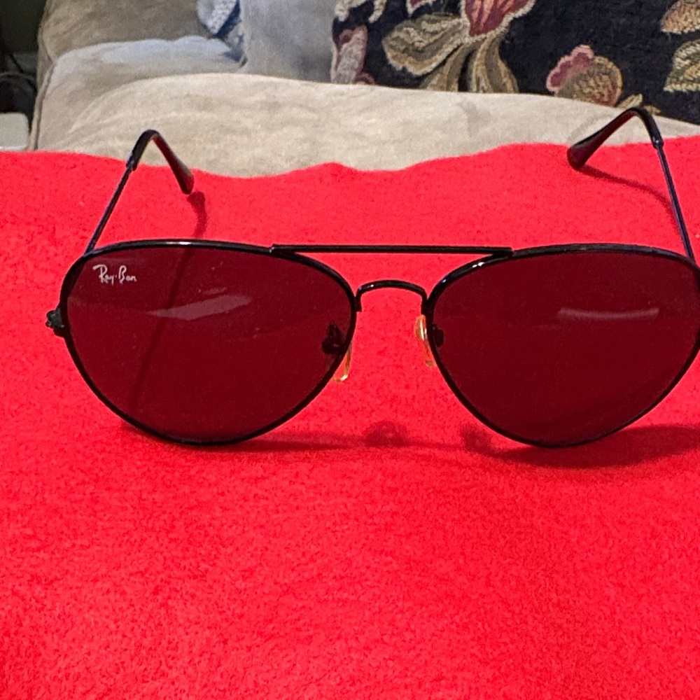 Ray-Ban Black Frame Sunglasses with Red Lenses